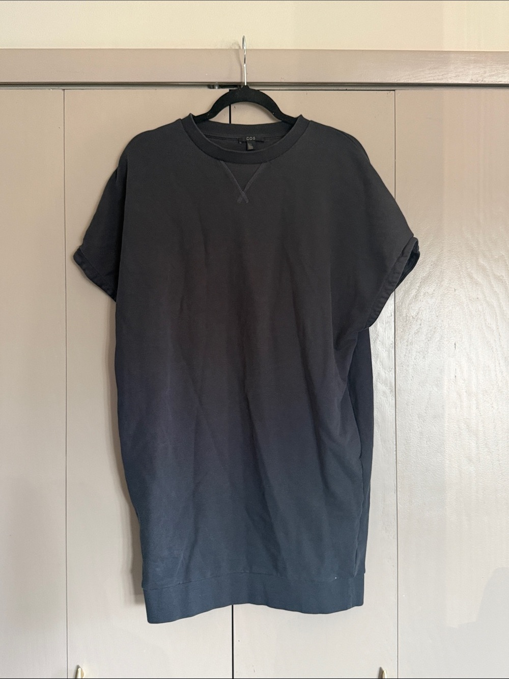 COS Black Short-Sleeve Tunic Sweatshirt